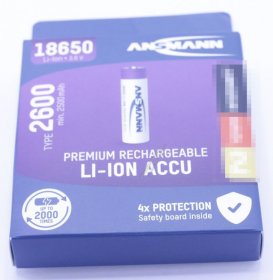 Ansmann Battery Consumer - 18650 2500mah Li ion Rechargeable Battery,pcb Safety Board - 1307-0000