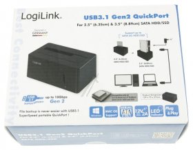 Logilink Hard Drive Dockingstation - Quickport Usb 3.1 Gen2 To Hdd-ssd