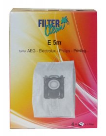 Filterclean Vacuum Cleaner Bags - E5-ph5m E5m Fl0007-k Non Woven Dust Bags X 4 + 1 Filter Electrolux Philips