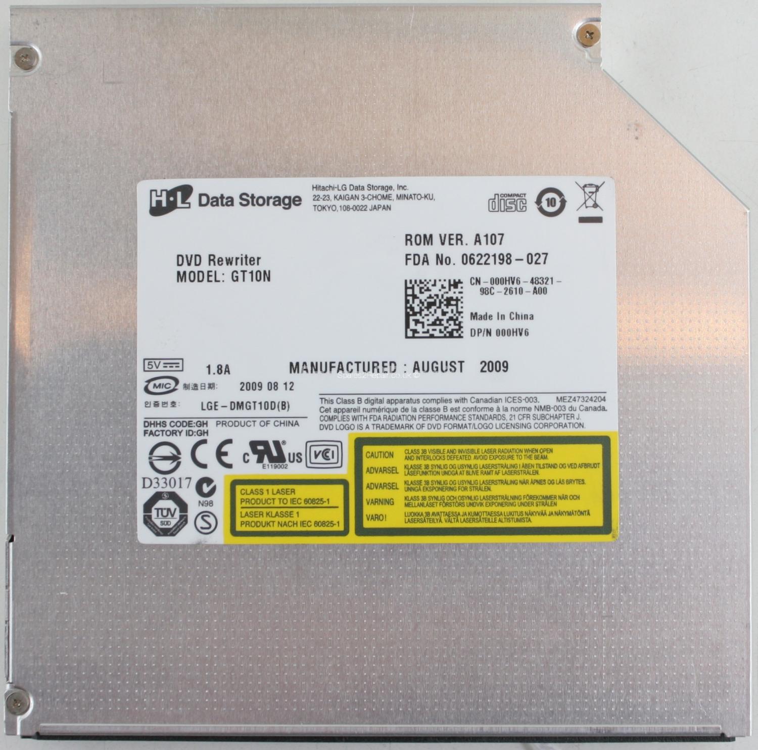 Hitachi-LG Data Storage - DVD-RW - GT10N - MEZ47324204 - LGE-DMGT10D(B) - SATA