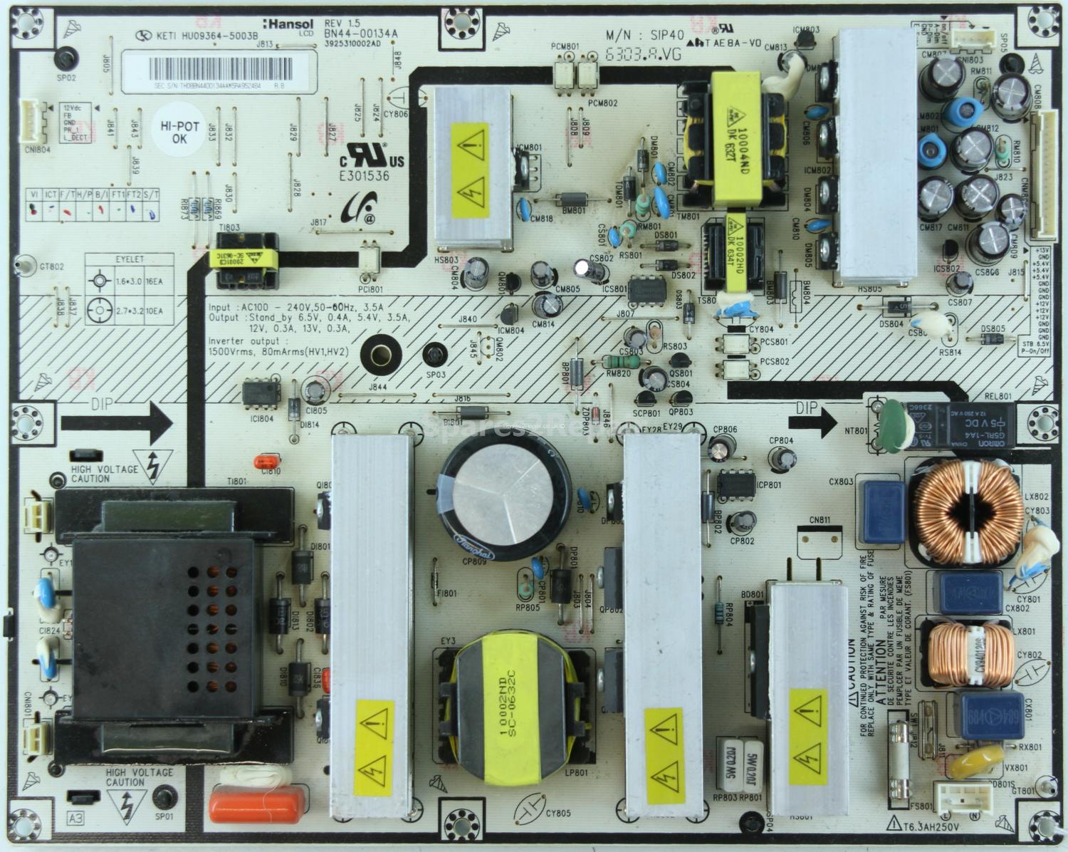 Samsung LE40S86BD - PSU - BN44-00134A REV 1.5 - 3925310002AD - H