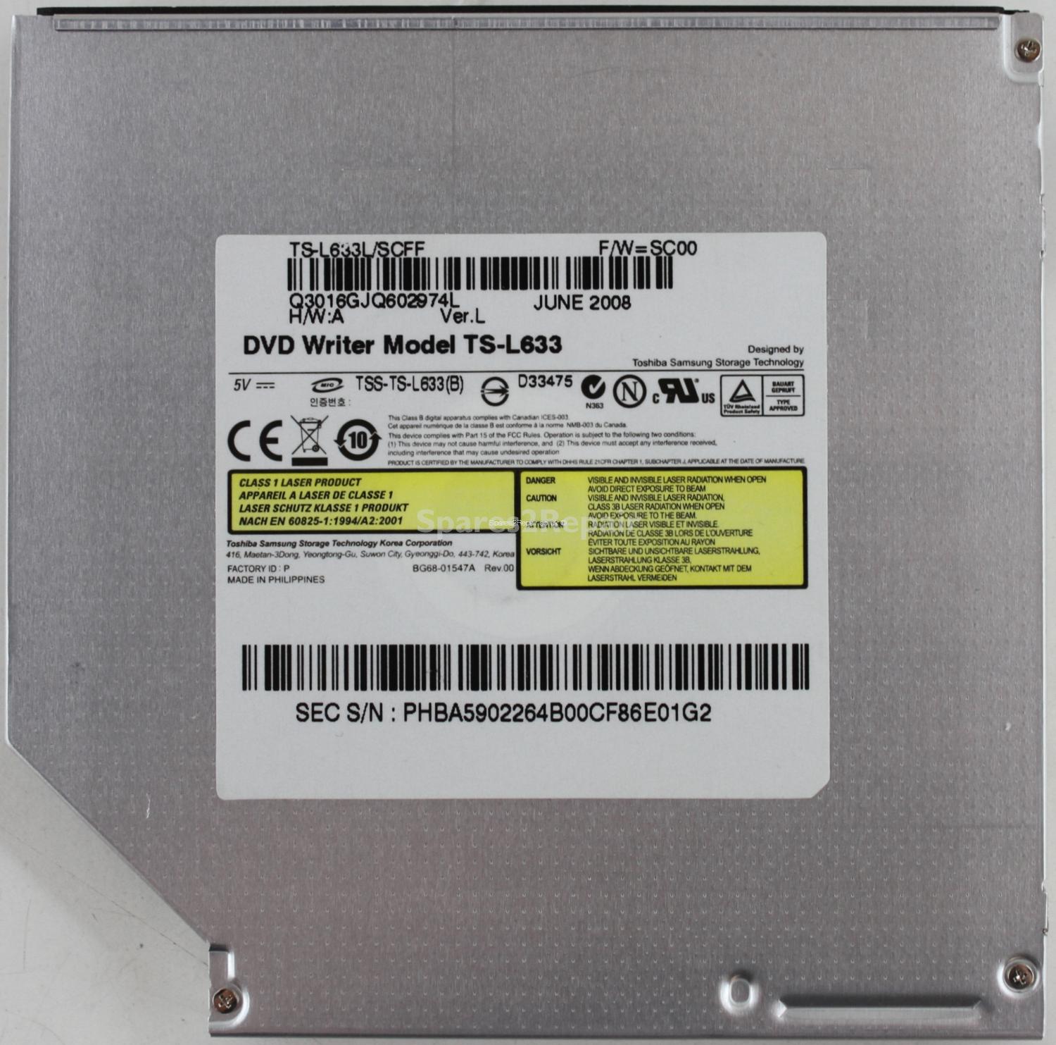 Toshiba Samsung - DVD-RW - TS-L633 - Ver.L - BG68-01547A - Rev.00 - SATA